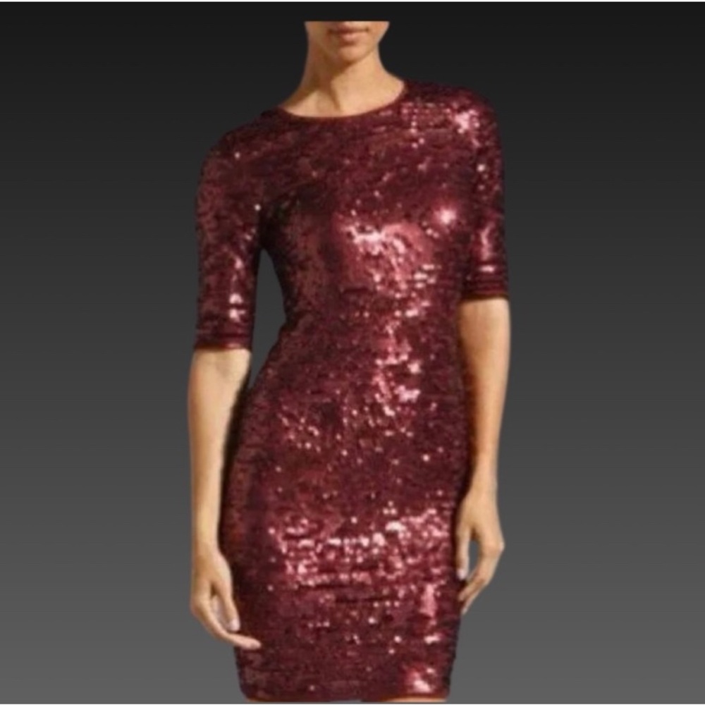 BCBG Large Merlot Sequin Dress